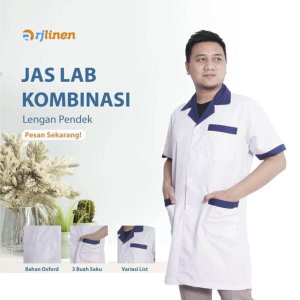 Jas Lab Model Kombinasi Lengan Pendek