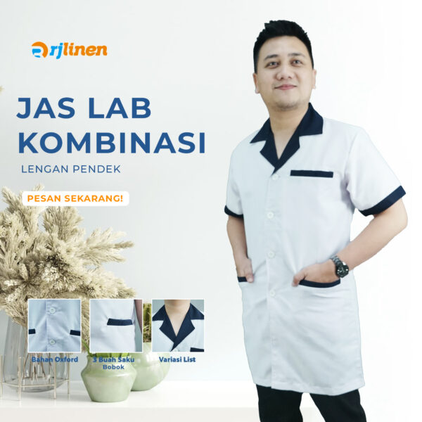 Jas Lab Model Kombinasi Lengan Pendek (Saku Bobok) - Gambar 2